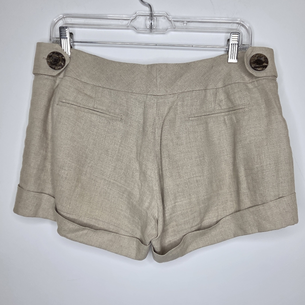 Campaigne Size 6 Stylish Tan Shorts In Linen Textured Fabric - Picture 1 of 11